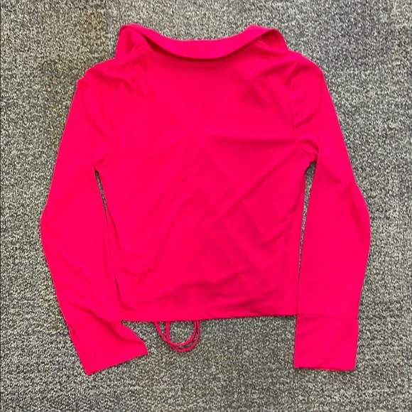 ZARA Vibrant Pink Ruched Long Sleeve Top - Picture 3 of 3